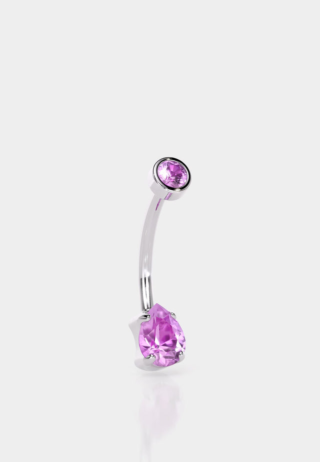 Titanium Belly Bar with Pink Pear Stone by Auricle