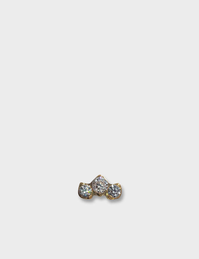 YELLOW GOLD & CLEAR CRYSTAL | 3 GEM CRESCENT