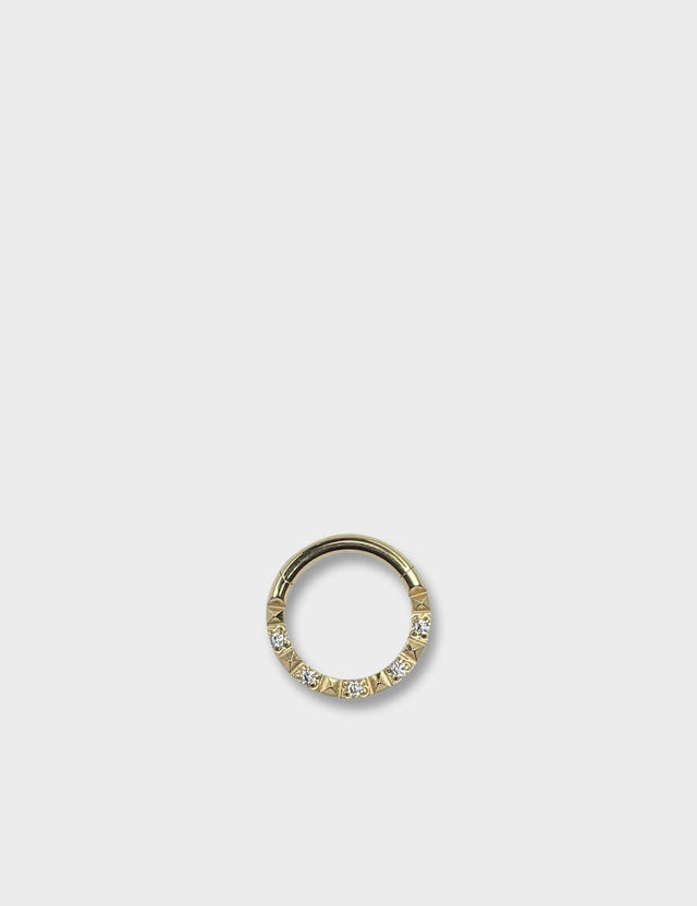 YELLOW GOLD & CLEAR CRYSTAL | OBELISK | SIDE PROFILE | HINGED RING
