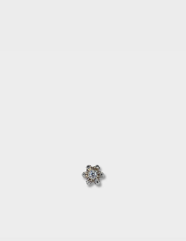 POLISHED SILVER | CHAMPAGNE CUBIC ZIRCONIA | SMALL FLOWER | PIERCING ATTACHMENT | TITANIUM | HYPOALLERGENIC